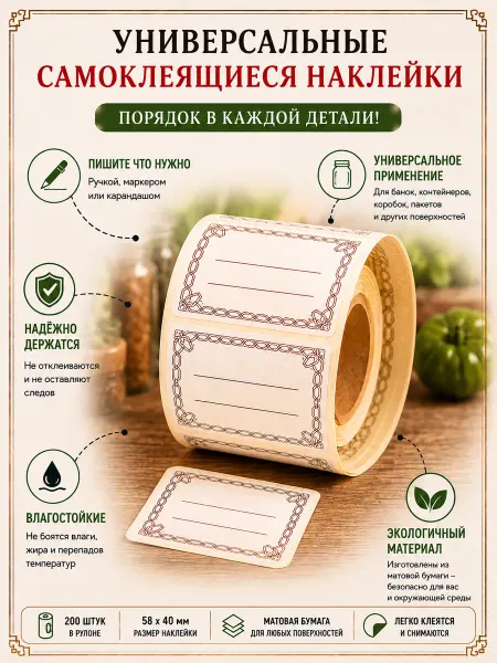 Cozy Chaos Наклейки для маркировки и подписи в рулоне 200 шт