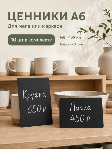 Crafttags Ценник пластиковый грифельный А6 черный