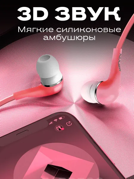 Проводные вакуумные наушники AUX mini-jack 3.5 mm, наушники игровые для компьютера и телефона, как jbl, sony, черные