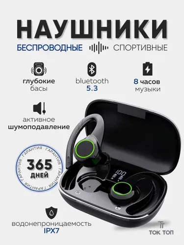Наушники беспроводные с заушным креплением U5, гарнитура Bluetooth 5.3 водонепроницаемая, спортивные наушники вкладыши с HD микрофоном