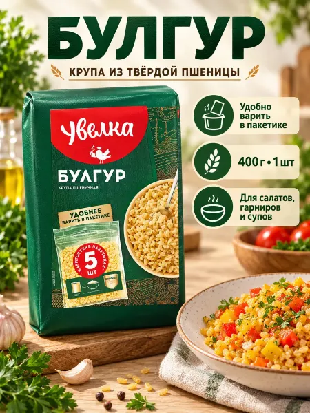 Увелка Крупа Булгур 1 пачка 400 грамм