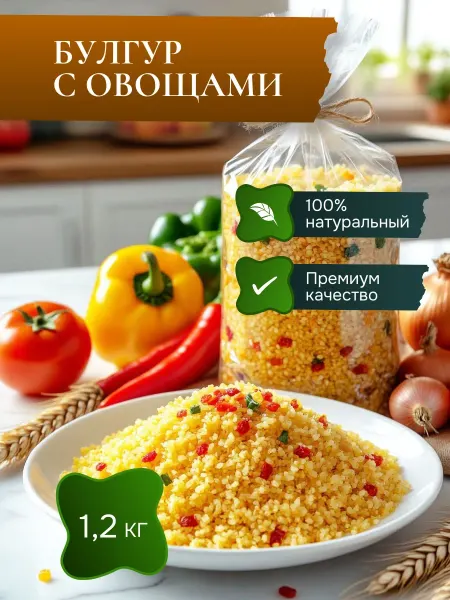 Булгур крупа с овощами, 1,2 кг (2 шт х 600 г)