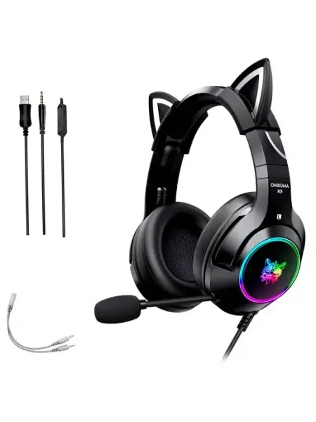 ONIKUMA Игровые наушники с ушками и подсветкой K9 Cat 3.5мм USB