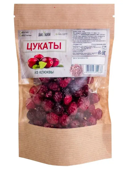 Дико вкусно Цукаты из клюквы 100г