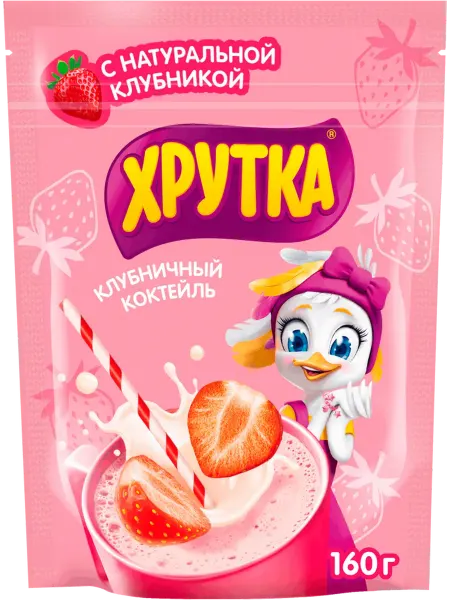 Коктейль ХРУТКА Клубничный, быстрорастворимый сухой, 160г