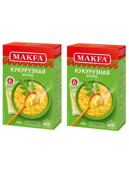 Makfa Крупа кукурузная, 6 пакетов, 400 г, 2 пачки