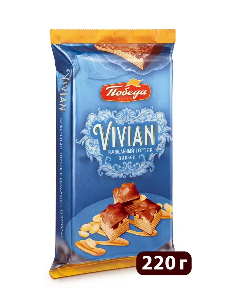 Победа Вкуса Торт вафельный "Вивьен" в молочном шоколаде, 220 г
