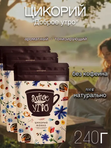 Доброе утро Цикорий натуральный Мокко с какао и сливками, 240г