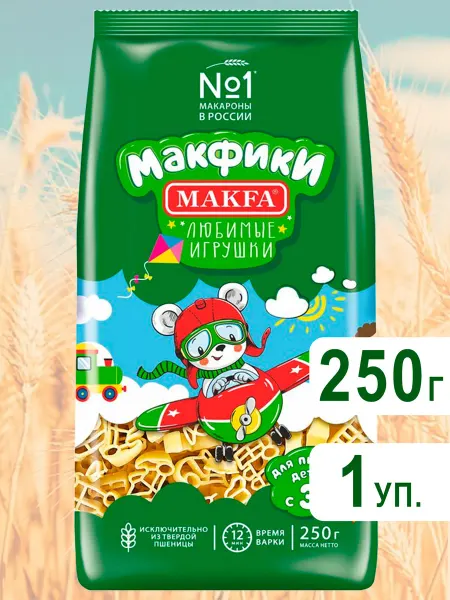 Makfa Макароны Макфики Любимые игрушки из твердых сортов, 250г