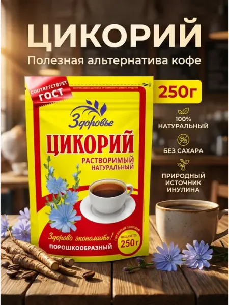 ВОКРУГ СВЕТА КК Цикорий натуральный Здоровье порошкообразный, 250г