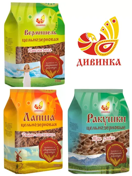 Дивинка Набор макарон из цельнозерновой муки, 3 шт х 300 г