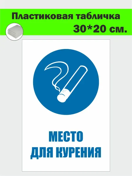 Табличка пластиковая "Место для курения" 30x20 см