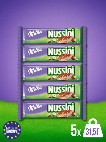 Milka Батончики Милка Nussini с лесным орехом, 31,5 г x 5 шт