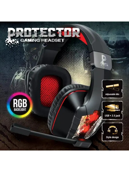 Qumo Наушники игровые для ПК Protector, USB+2*3,5 jacks