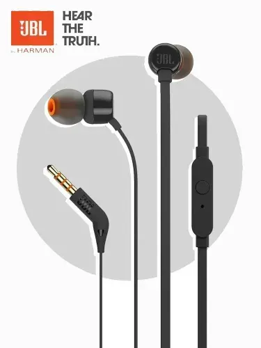 JBL Наушники проводные с микрофоном, 3.5 мм, черный