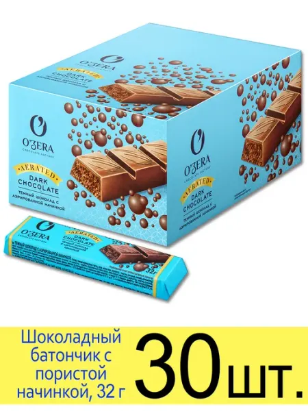OZERA Шоколадный батончик с пористой воздушной начинкой, 32 г