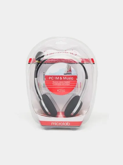 Проводная гарнитура, наушники Microlab K250 с микрофоном, 3.5 мм