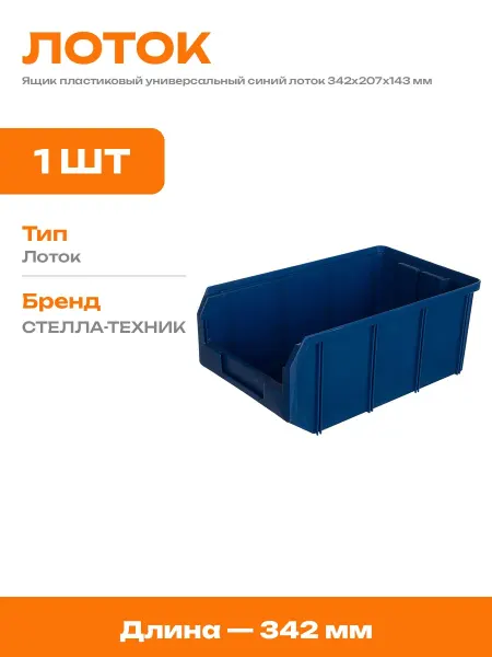 Ящик пластиковый для хранения вещей синий 342х207х143