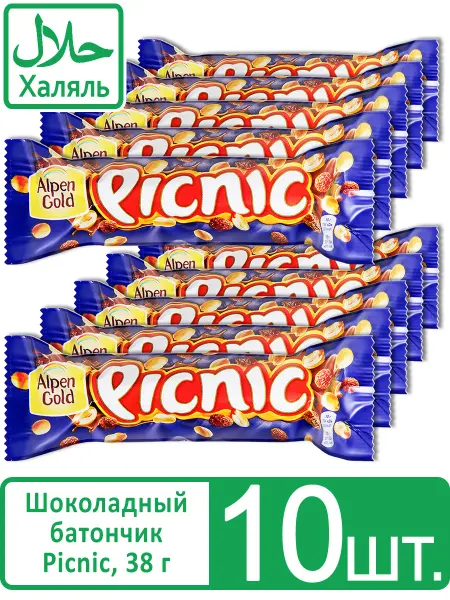 Picnic Халяль шоколадный батончик Пикник с орехами, 38 г
