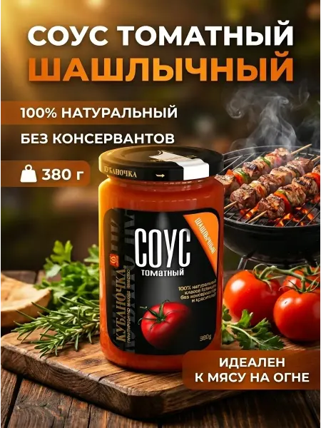 Кубаночка Соус Шашлычный к мясу на огне 380г