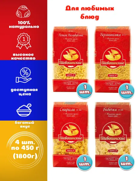 Шебекинские Макароны 4 вида по 1 шт