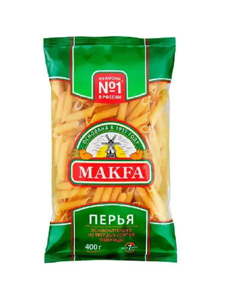 Makfa Макаронные изделия группы А, Перья Любительские, 400 грамм