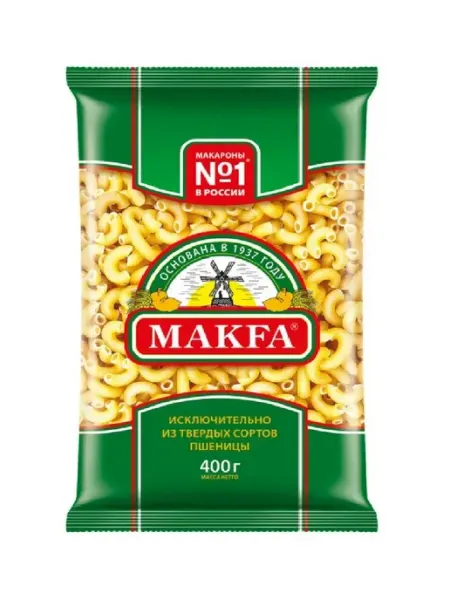 Makfa Макаронные изделия группы А, Рожки, 400 грамм