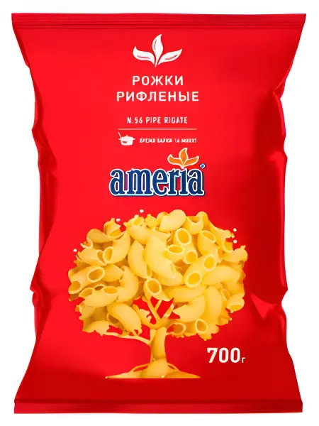 AMERIA Макаронные изделия №056 Рожки большие 400г