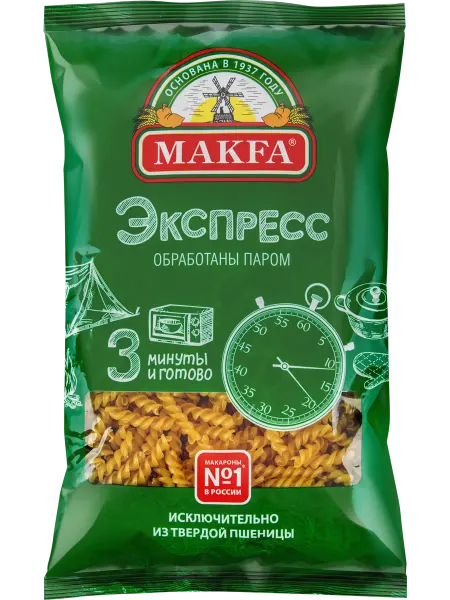 Makfa Макароны Экспресс Спиральки высший сорт, 400г