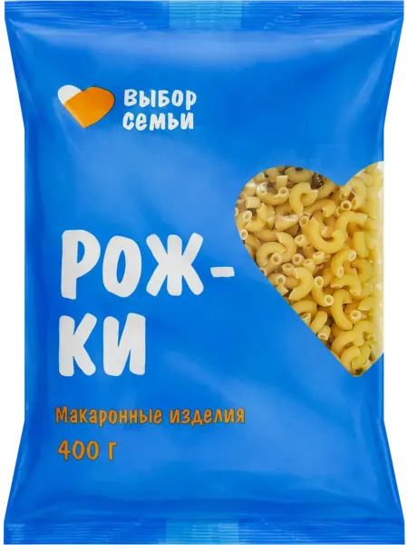 Выбор семьи Макароны Рожки группа В, 400г, 2шт