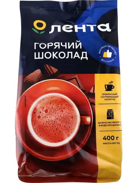 Какао-напиток растворимый ЛЕНТА Горячий шоколад, 400г
