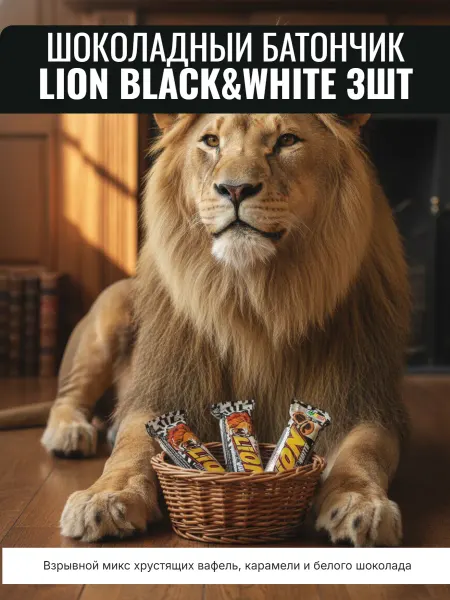 Шоколадный батончик Nestle Lion Black&White 42г 3шт