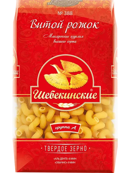 Шебекинские Макароны Витой рожок №388 группа А, 450г