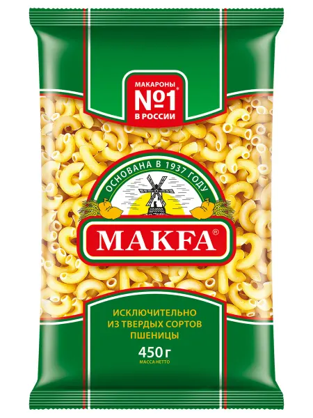 Макароны рожки гладкие 450г