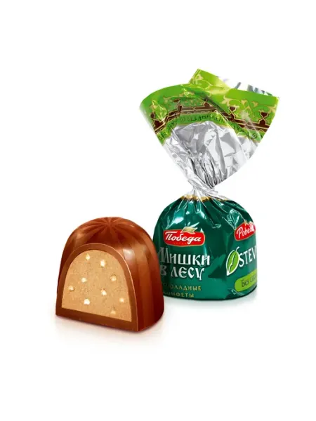 Победа Вкуса Конфеты "Мишки в лесу" с вафельной крошкой без сахара, 500г