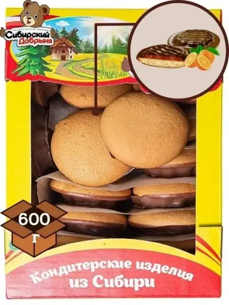 Сибирский Добрыня Печенье Бискви-Шок с желе со вкусом апельсина, 600 г
