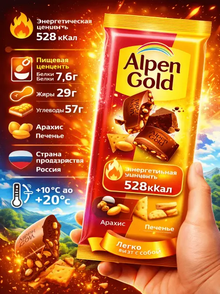 Alpen Gold Шоколад молочный с соленым арахисом-крекером, 80г