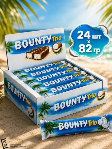 Bounty Батончик шоколадный Баунти Трио 82,5гр, 24шт уп