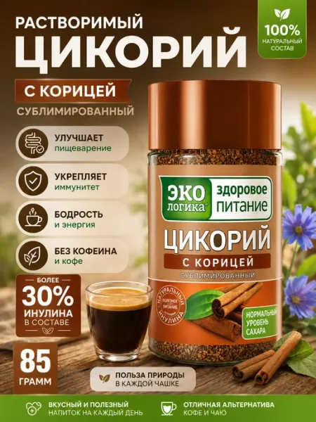 Экологика Здоровое Питание Цикорий Экологика сублимированный с Корицей 85г