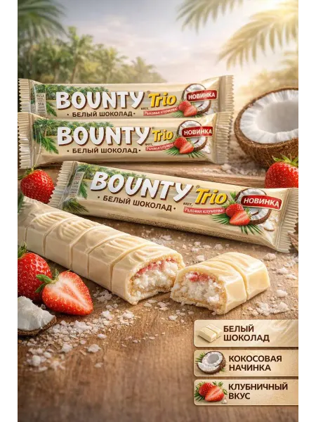 Bounty Батончик шоколадный с клубникой