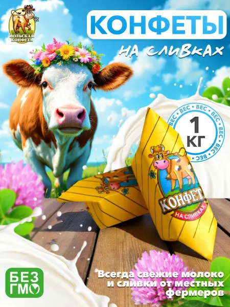 Вольский кондитер Конфеты коровка Cream Fudge На Сливках, 1 кг