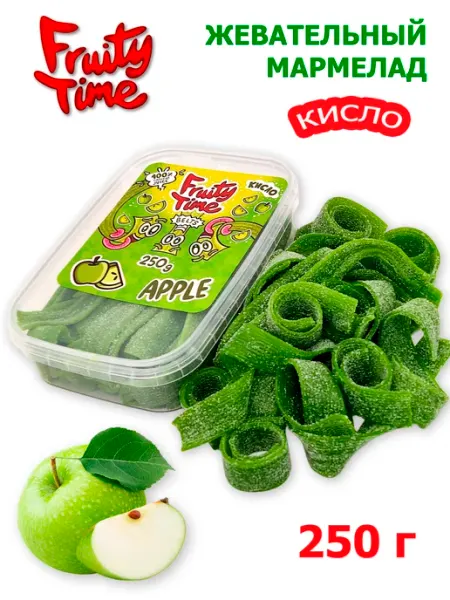 Fruity time Жевательный мармелад Зелёное яблоко 250гр ремешки
