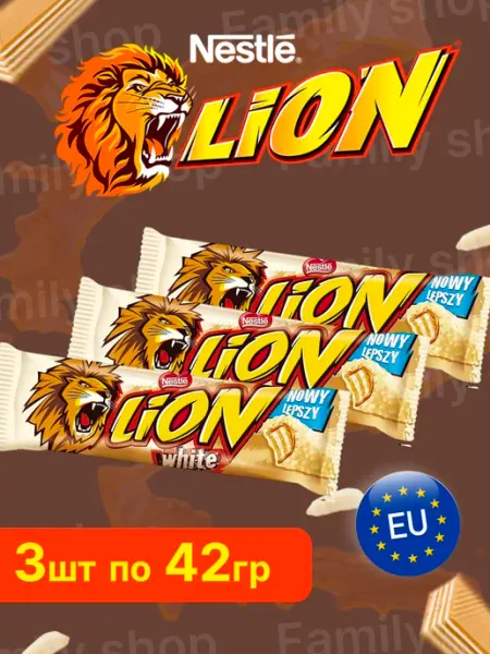 LION Poland Батончик Lion в белом шоколаде 3 шт по 42 гр