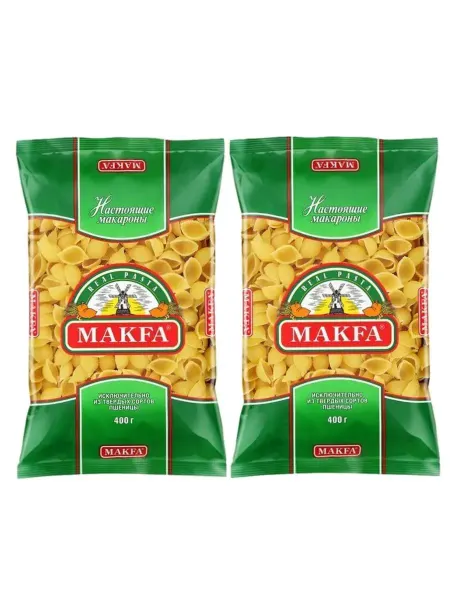 Makfa Макароны Макфа Ракушки, 2 шт по 400 гр