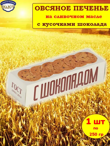 Полёт Печенье овсяное с кусочками шоколада ГОСТ 1 шт