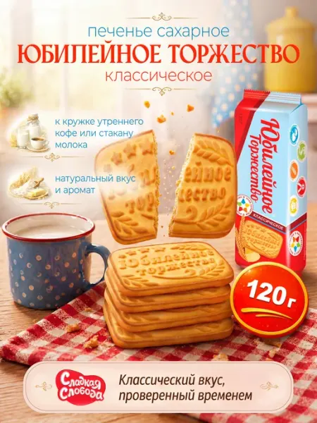 Сладкая слобода Печенье сахарное Юбилейное Торжество Классическое 120 гр