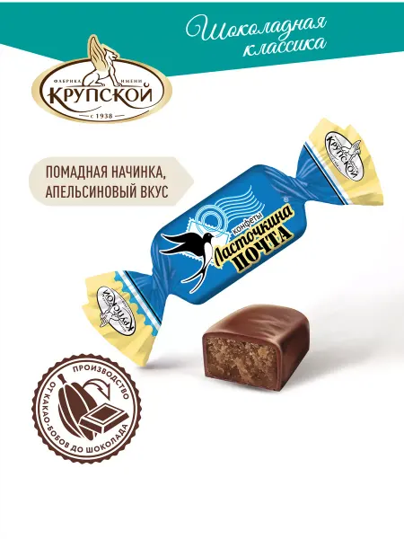 Кондитерская фабрика им. Н. К. Крупской Конфеты "Ласточкина почта", 200 гр