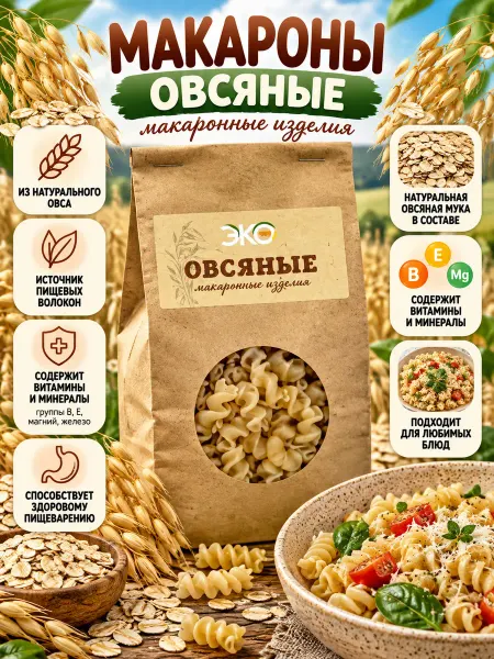 ЭКО-ПРО МСК Макароны овсяные рожки 500 гр