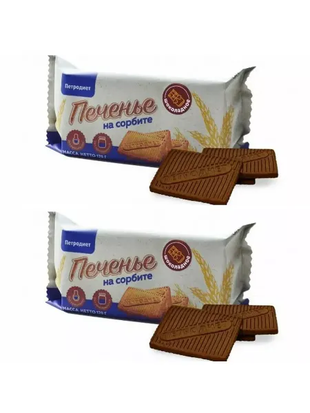 Петродиет Печенье шоколадное на сорбите 170 гр, 2 шт