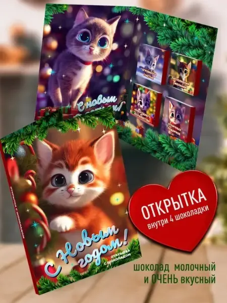 Счастье в подарок Оригинальный новогодний подарок - открытка с шоколадом